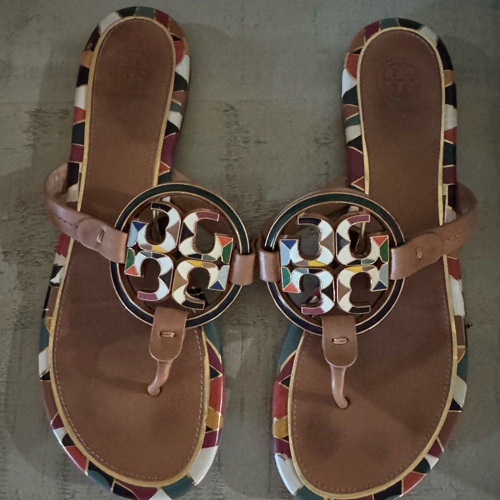 Tory Burch Brown Sandals with Medallion Design